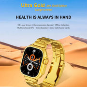 Gold Ultra Watch - with Sports & Health Tracker,GPS, NFC, and Wireless Charging