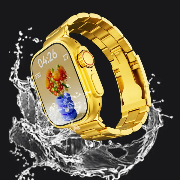 Gold Ultra Watch - with Sports & Health Tracker,GPS, NFC, and Wireless Charging